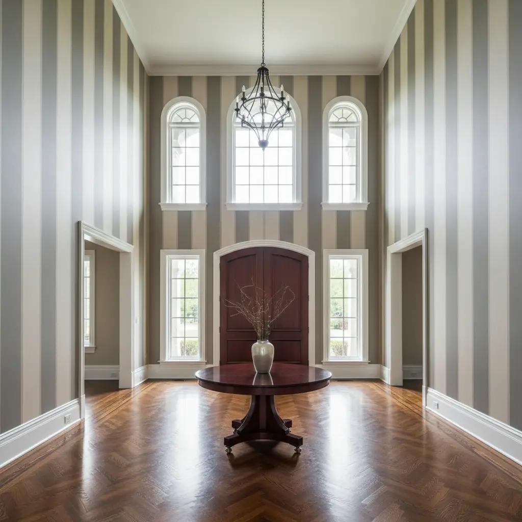 Grand foyer vertical stripe wallpaper Toronto